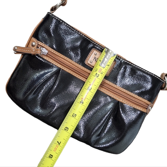 Nine & Co Patent Leather Small Shoulder Bag Black Brown - Picture 6 of 6